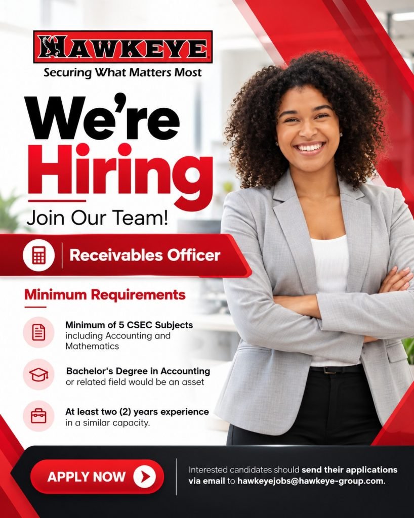 Job advertisement: Receivables Officer Job Vacancy at Hawkeye Jamaica