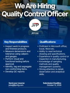 Job advertisement: Quality Control Officer