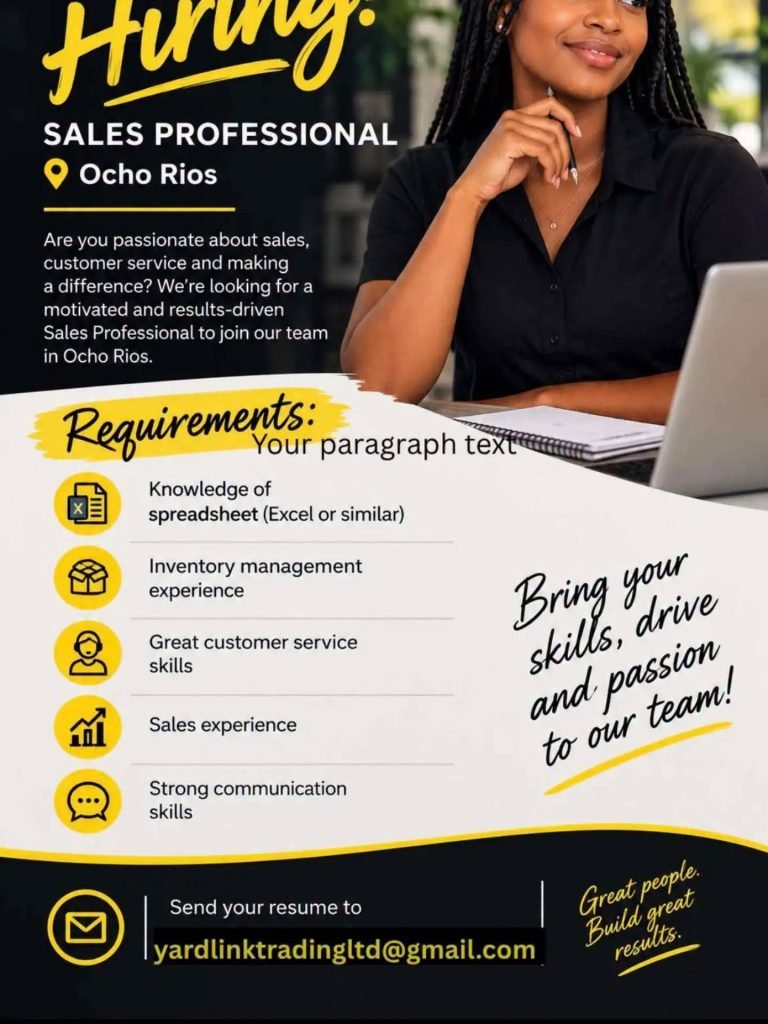 Job advertisement: Sales Professional Job Vacancy in Ocho Rios