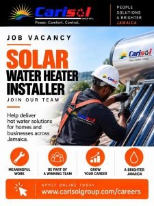 Job advertisement: Solar Water Heater Installer Job Vacancy – Carisol Group Jamaica