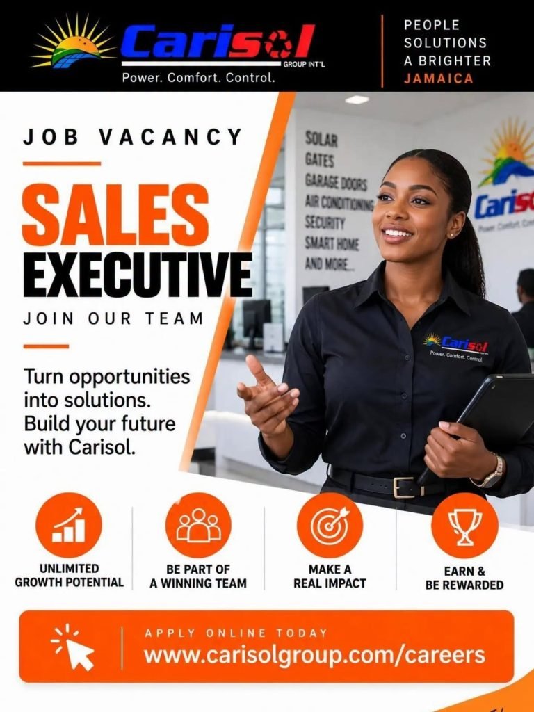 Job advertisement: Sales Executive Job Vacancy – Carisol Group Jamaica