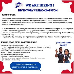 Job advertisement: THCS Hiring Accounts Payable & Payroll Clerk in Kingston