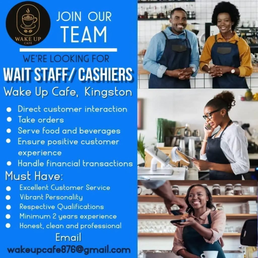 Job advertisement: Wait Staff / Cashiers Job Vacancy – Wake Up Café Kingston