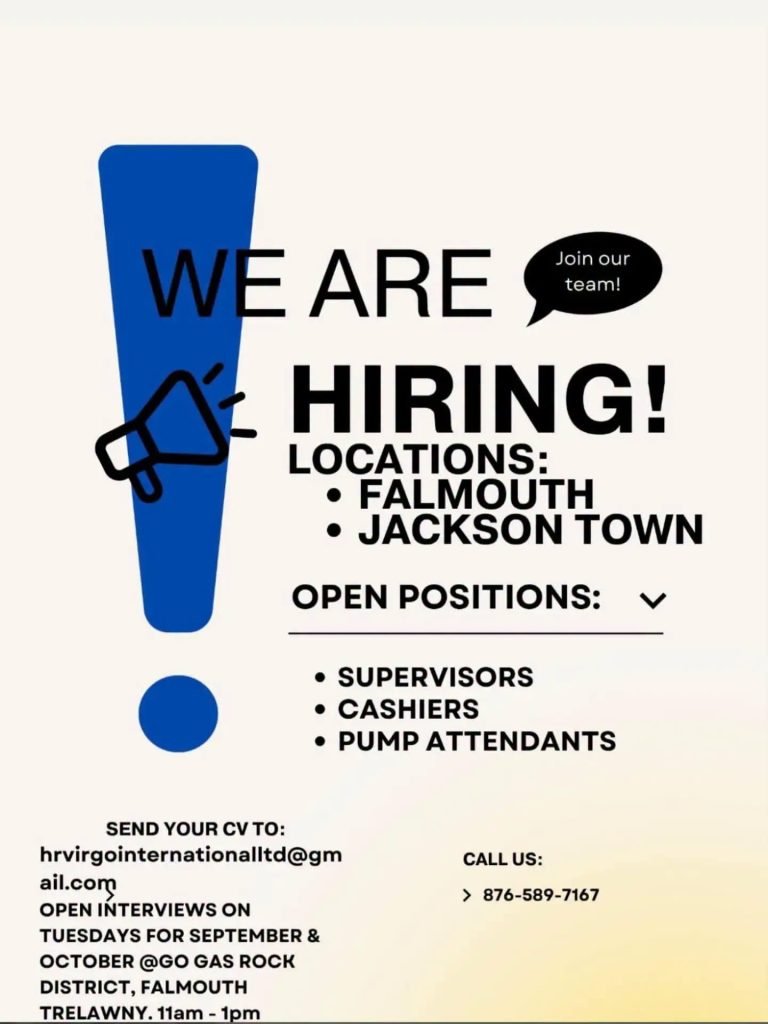 Job advertisement: Supervisors, Cashiers & Pump Attendants Needed – Falmouth & Jackson Town