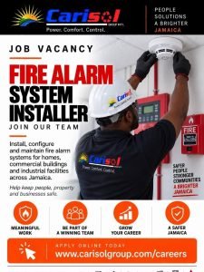 Job advertisement: Fire Alarm System Installer Job Vacancy – Carisol Group Jamaica