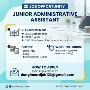 Job advertisement: Junior Administrative Assistant Job Vacancy – Jamaica