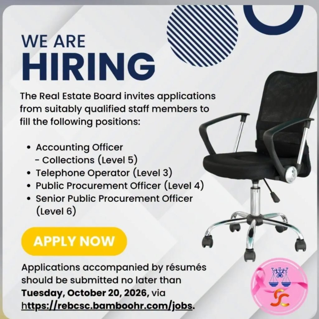 Job advertisement: Real Estate Board Jamaica Hiring – Accounting, Telephone Operator & Procurement Officer Job Vacancies
