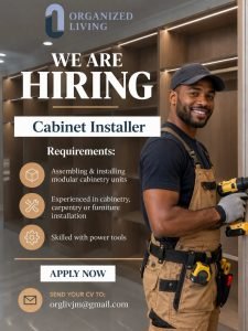 Job advertisement: Cabinet Installer Job Vacancy – Organized Living Jamaica