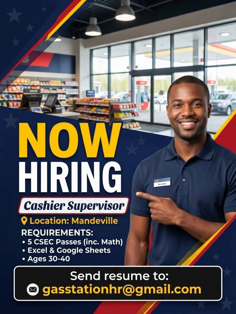 Job advertisement: Cashier Supervisor Needed in Mandeville, Manchester – Apply Now