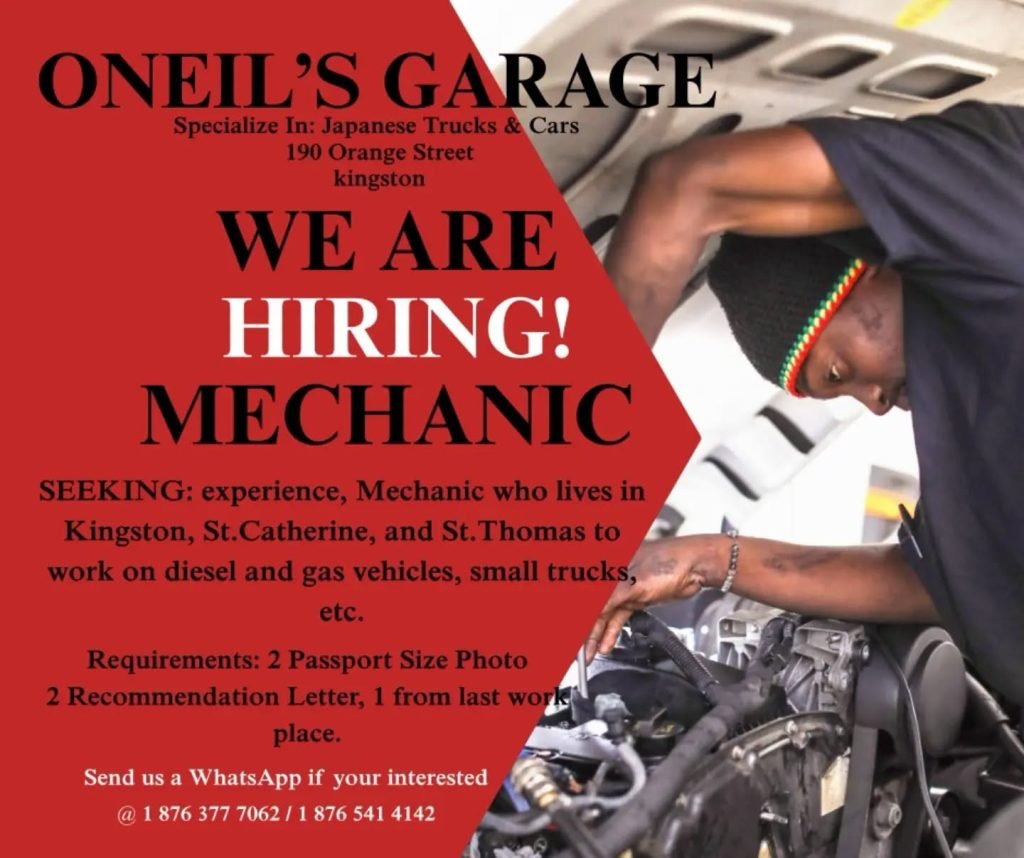 Job advertisement: Mechanic Job Vacancy in Kingston – O’Neil’s Garage