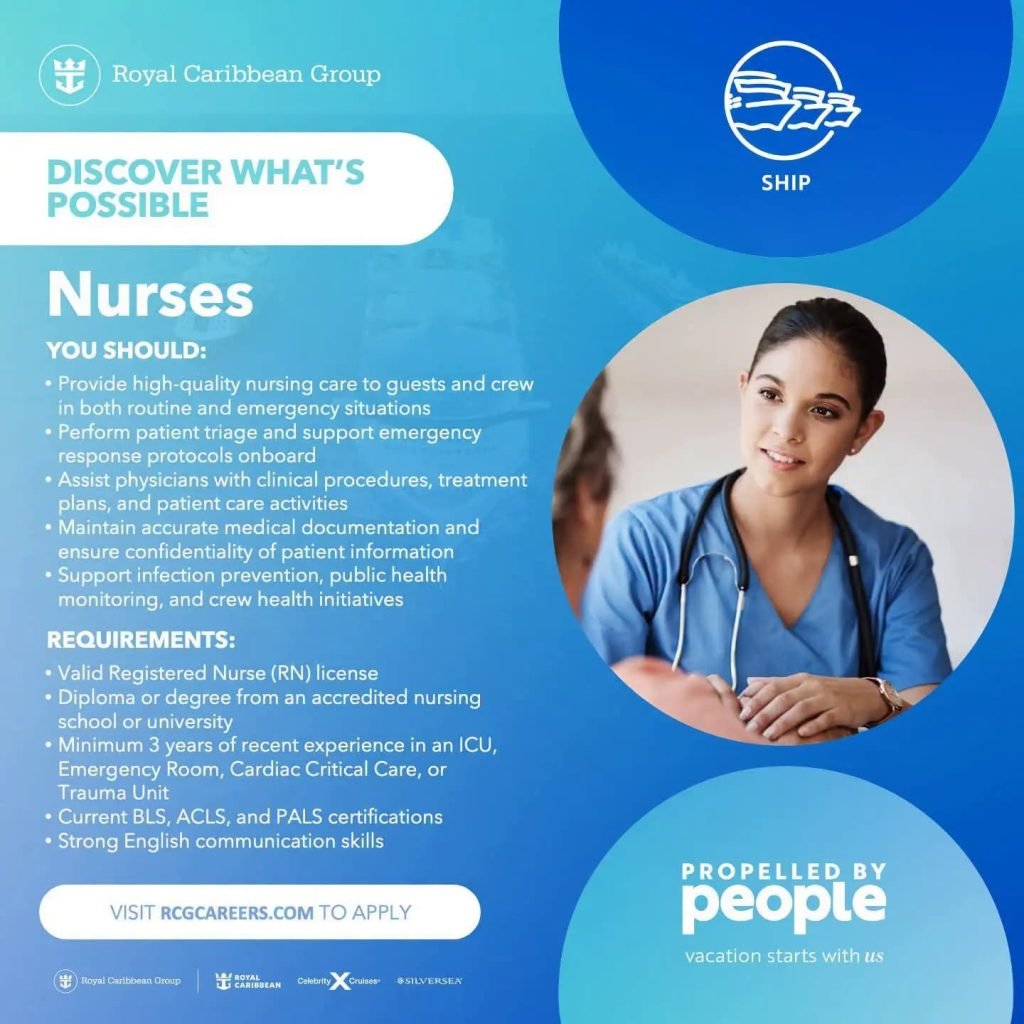 Job advertisement: Cruise Ship Nurse Jobs – Royal Caribbean Group 2026