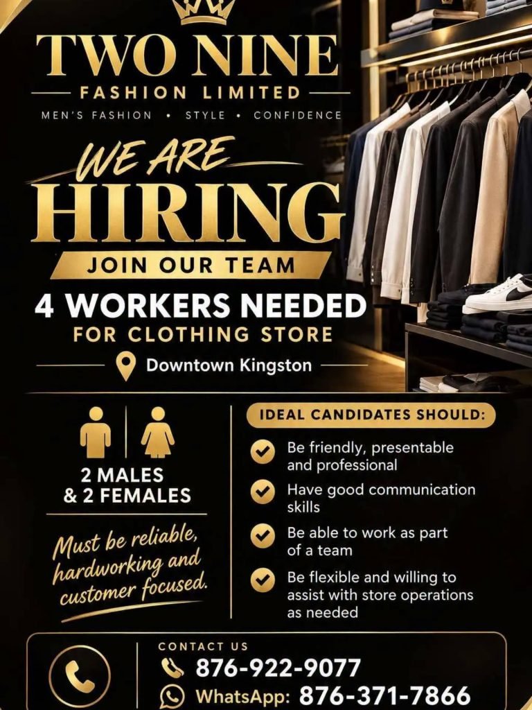 Job advertisement: Clothing Store Workers Jobs – Downtown Kingston 2026