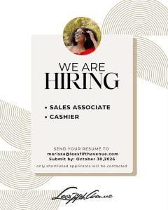 Job advertisement: Sales Associate & Cashier Job Vacancies – Lee’s Fifth Avenue, Jamaica
