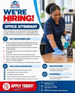Job advertisement: Office Attendant Job Vacancy in Jamaica – Kingston Bookshop