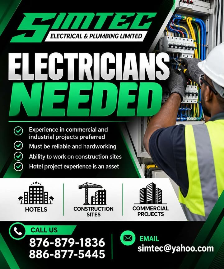 Electricians Needed in Jamaica – SIMTEC Electrical & Plumbing Limited