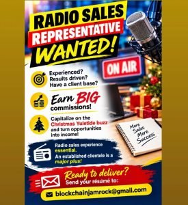 Job advertisement: Radio Sales Representative – Jamaica | Commission-Based Opportunity