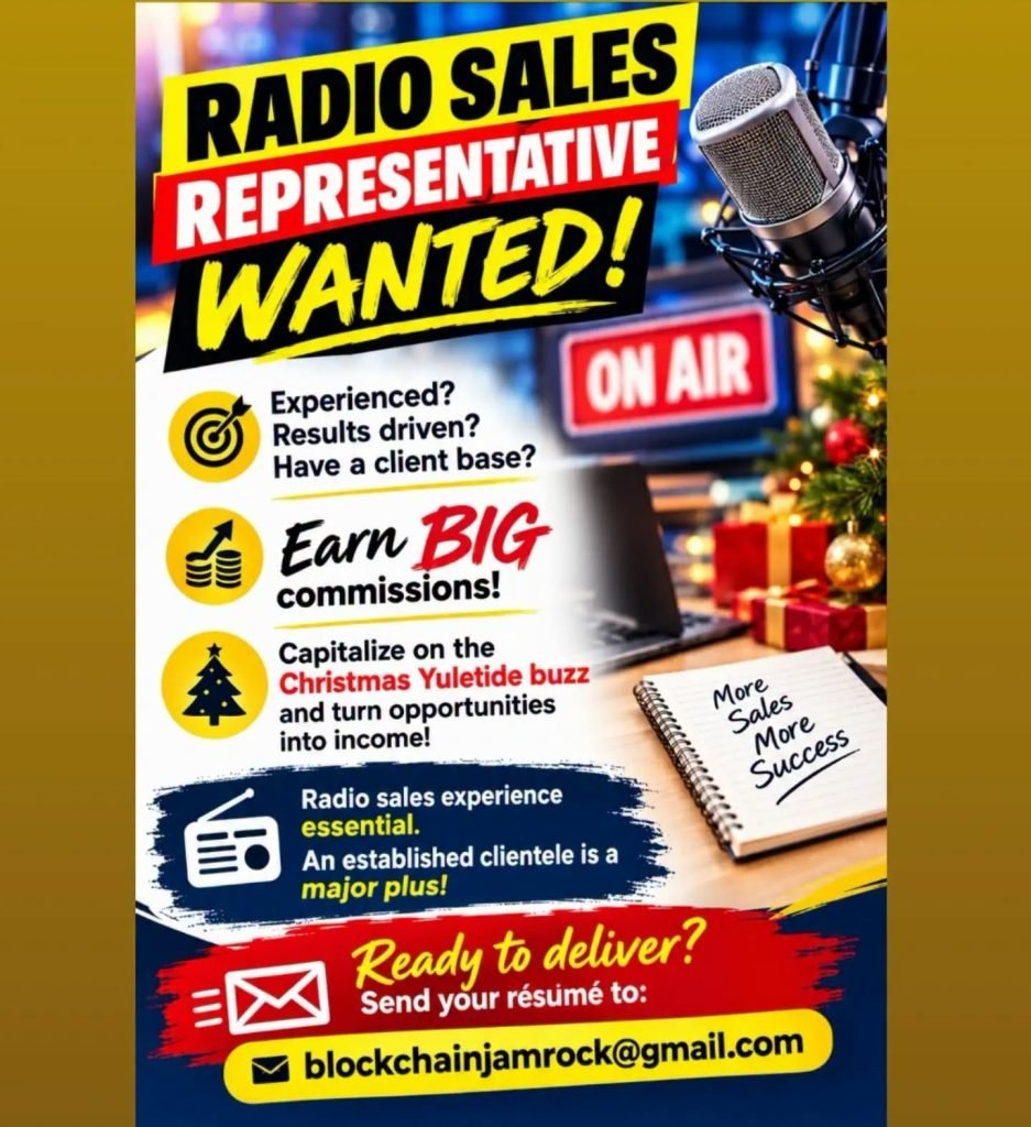Job advertisement: Radio Sales Representative – Jamaica | Commission-Based Opportunity