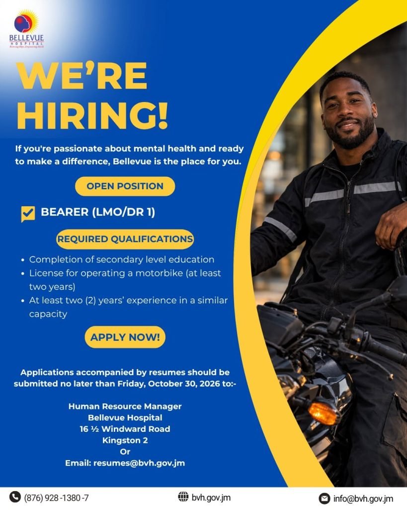 Job advertisement: Bearer Job Vacancy at Bellevue Hospital Jamaica