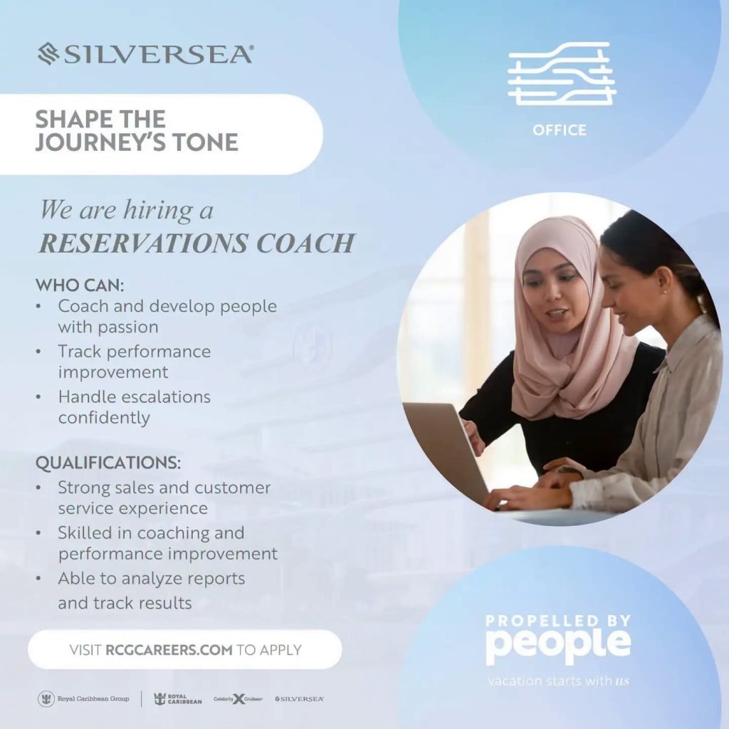 Job advertisement: Reservations Coach – Silversea Cruises (Royal Caribbean Group)