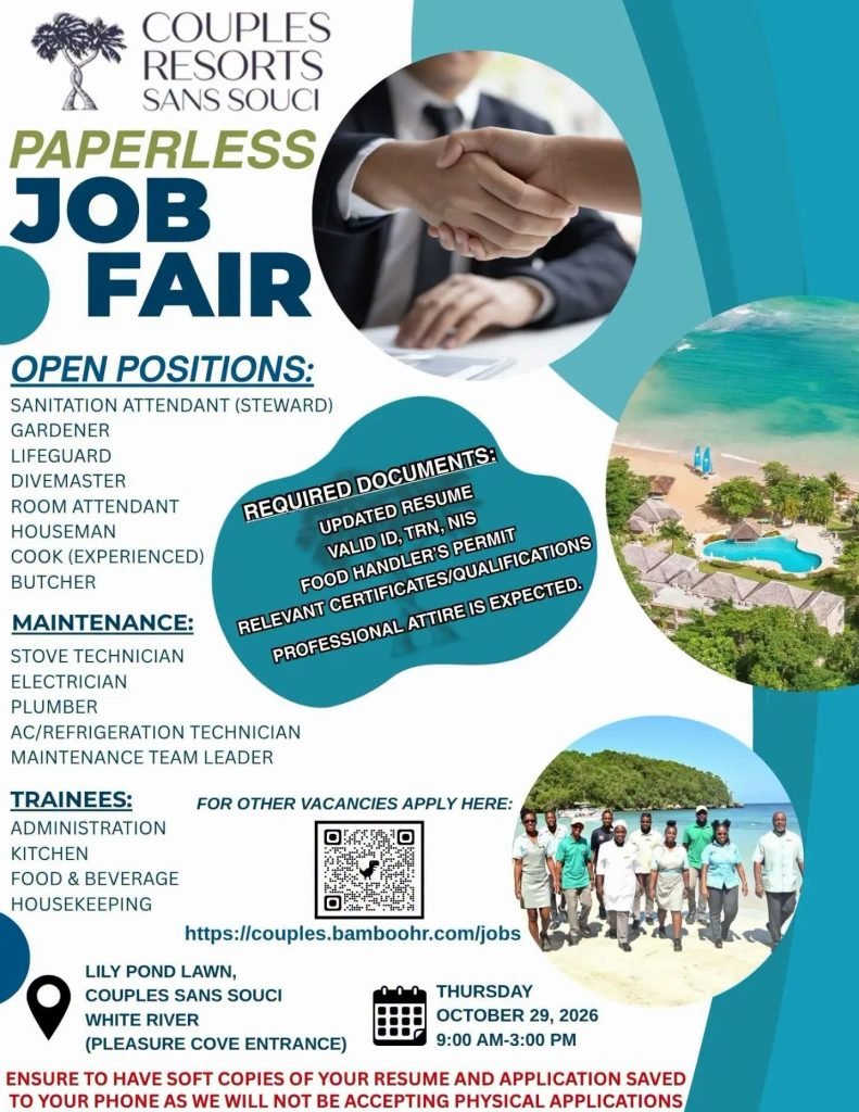 Job advertisement: Couples Sans Souci Job Fair 2026 – 17 Job & Trainee Categories
