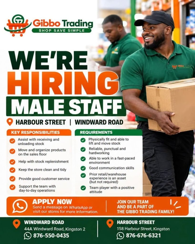 Gibbo Trading Retail and Stock Staff Jobs in Kingston flyer