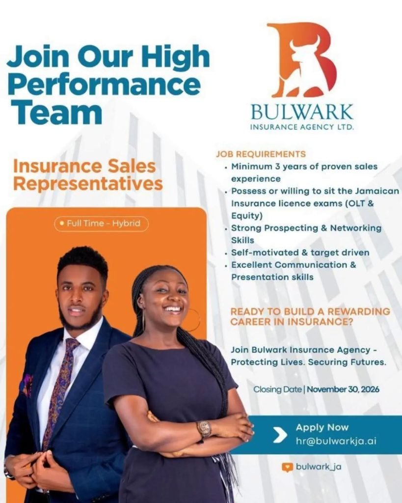 Bulwark Insurance Agency full-time hybrid insurance sales representative vacancy closing November 30, 2026