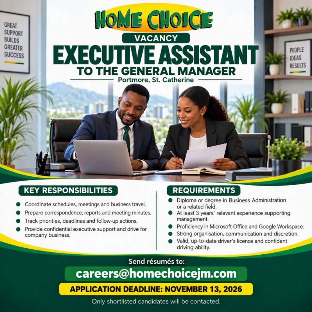 Job advertisement: Executive Assistant to the General Manager Job – Home Choice