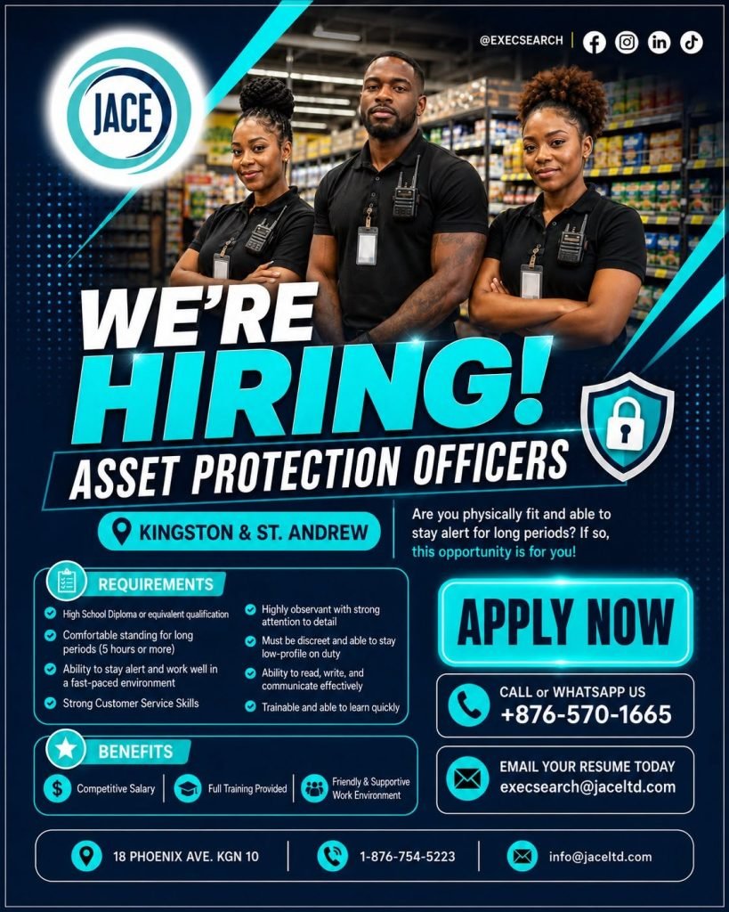 JACE ExecSearch asset protection officer vacancies in Kingston and St. Andrew
