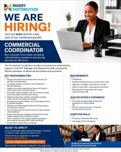 Job advertisement: Massy Distribution Hiring Commercial Coordinator – 2026