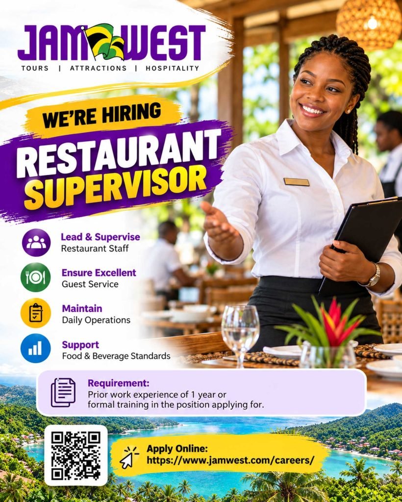 Job advertisement: Restaurant Supervisor Job – Jamwest