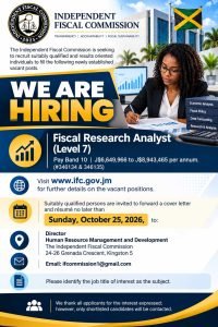 Job advertisement: Fiscal Research Analyst Job in Jamaica – Salary Up to J$8.9M