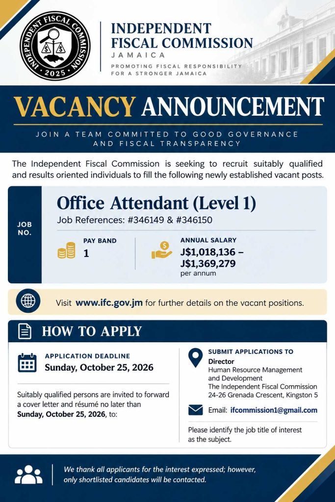 Independent Fiscal Commission Hiring Office Attendants – Apply by October 25, 2026