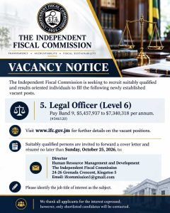 Job advertisement: Legal Officer Job in Jamaica – Earn Up to J$7.3 Million Annually