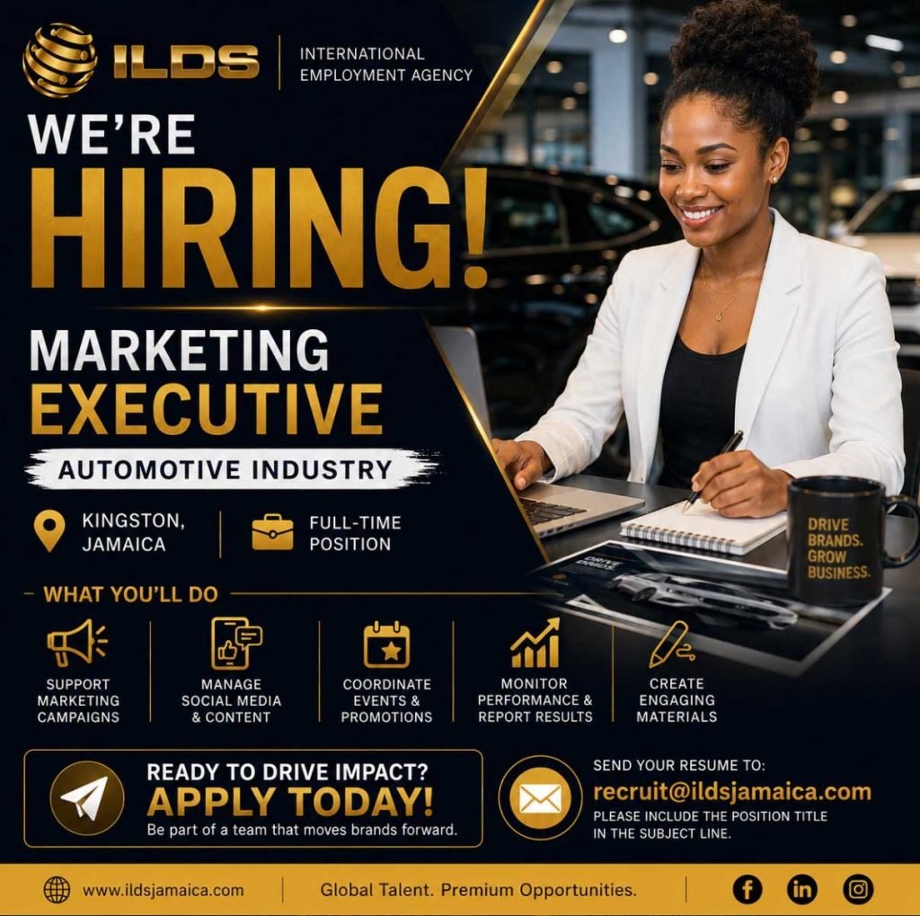 Marketing Executive Vacancy in Jamaica – Automotive Industry