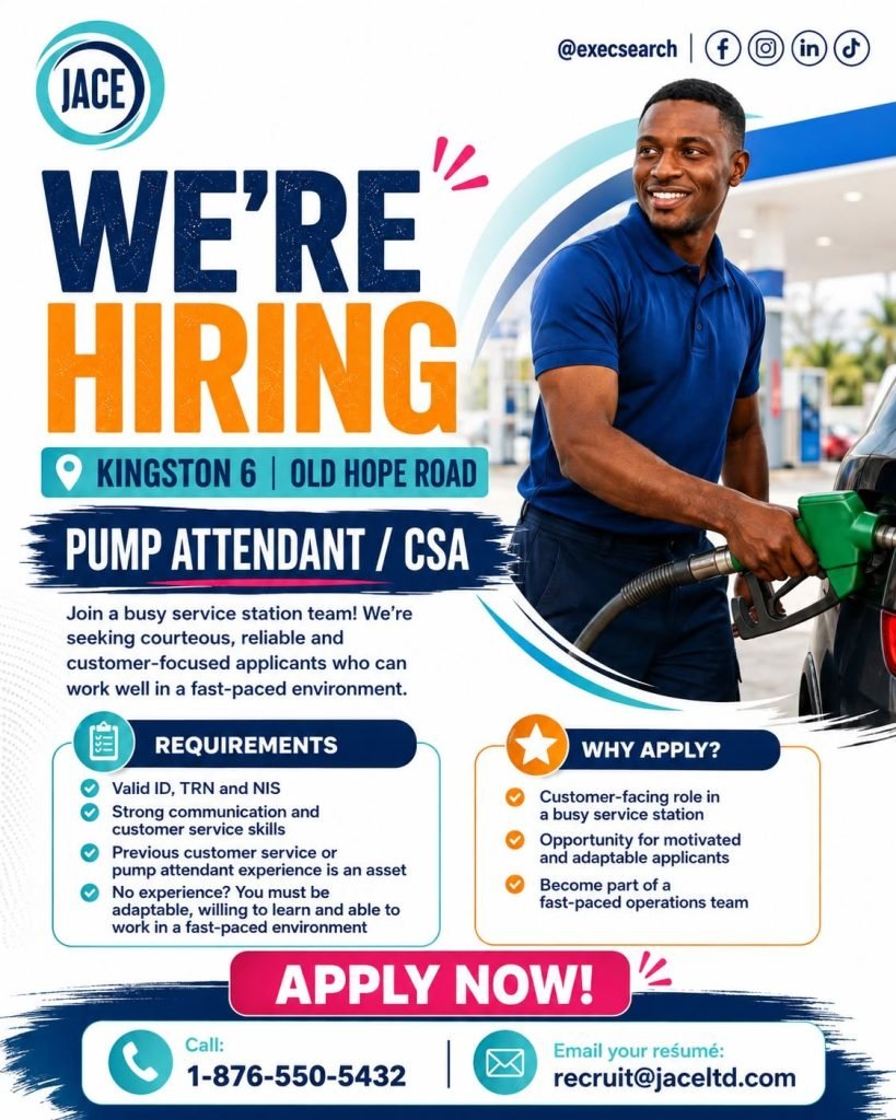 Now Hiring Gas Station Pump Attendant – Old Hope Road, Kingston