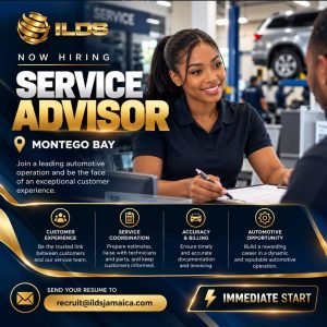 Job advertisement: Now Hiring Service Advisor in Montego Bay | ILDS Jamaica