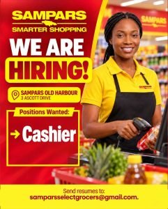 Job advertisement: Sampars Cashier Job Vacancy in Old Harbour, Jamaica