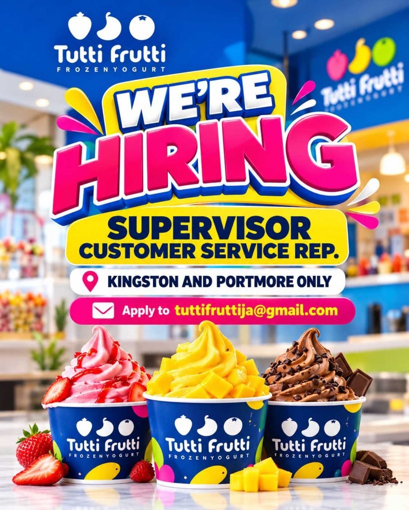 Job advertisement: Customer Service Representative Jobs in Kingston & Portmore – Tutti Frutti