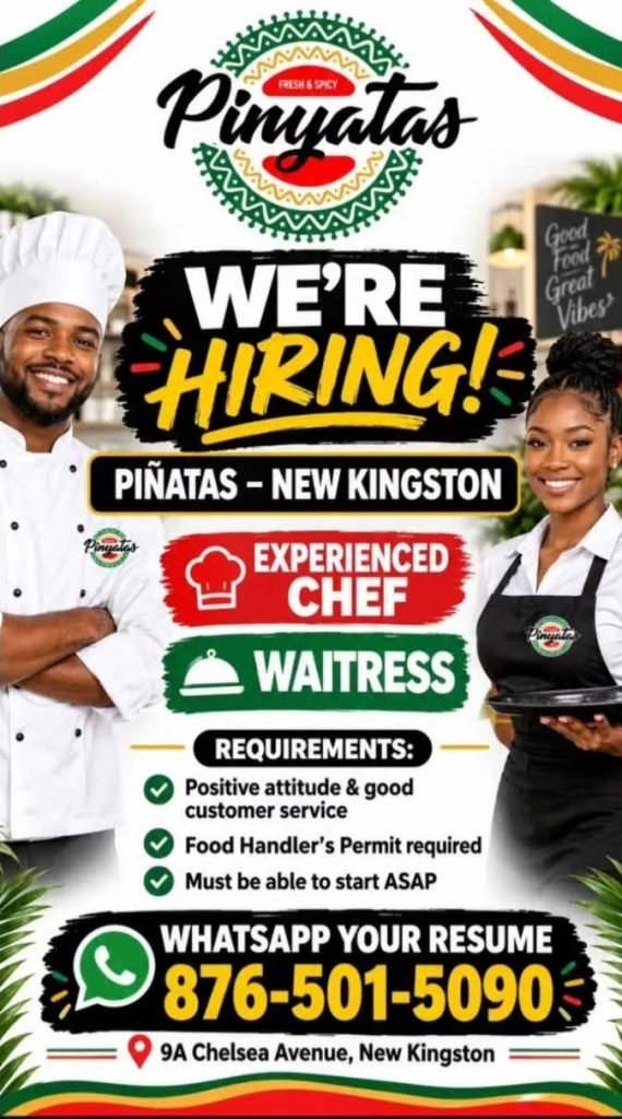 Chef and Waitress Jobs in New Kingston Jamaica 2026