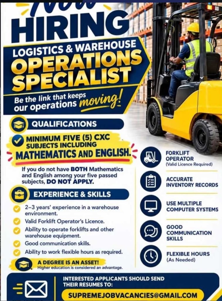 Warehouse Operations Specialist & Forklift Operator Job