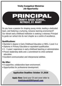 Job advertisement: Trinity Basic School, Retreat, St. Mary