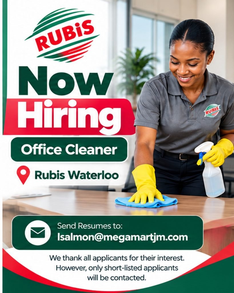Job advertisement: Office Cleaner Job in Jamaica – Rubis Waterloo