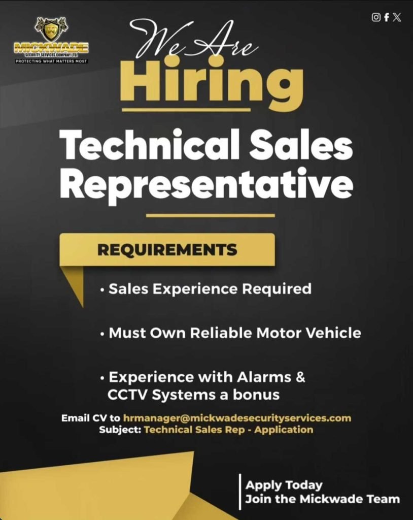 Job advertisement: Technical Sales Representative Job – Mickwade Security Services