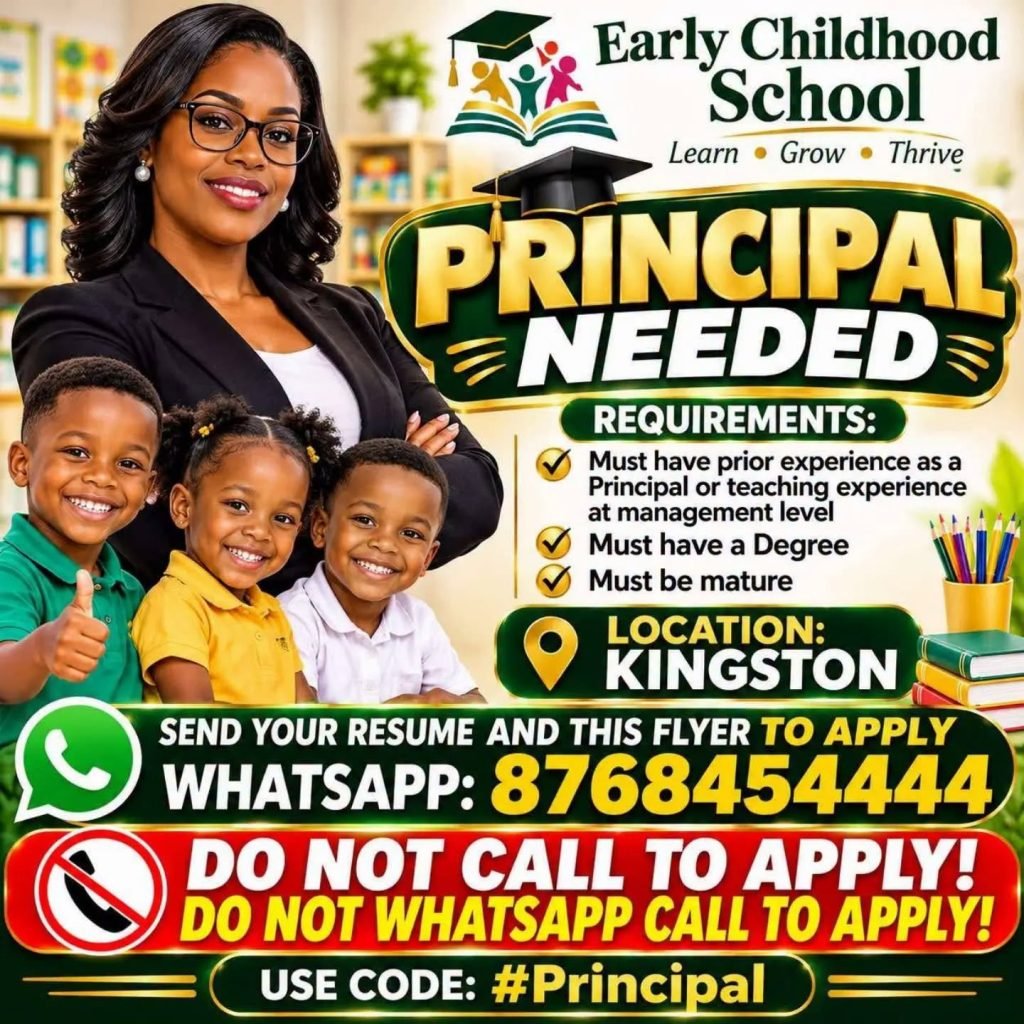 Early Childhood School Principal Job in Kingston recruitment flyer