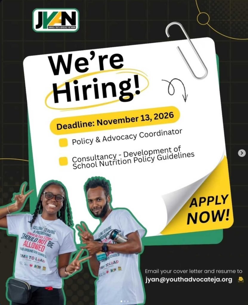 Job advertisement: School Nutrition Policy Guidelines Consultancy – Jamaica Youth Advocacy Network