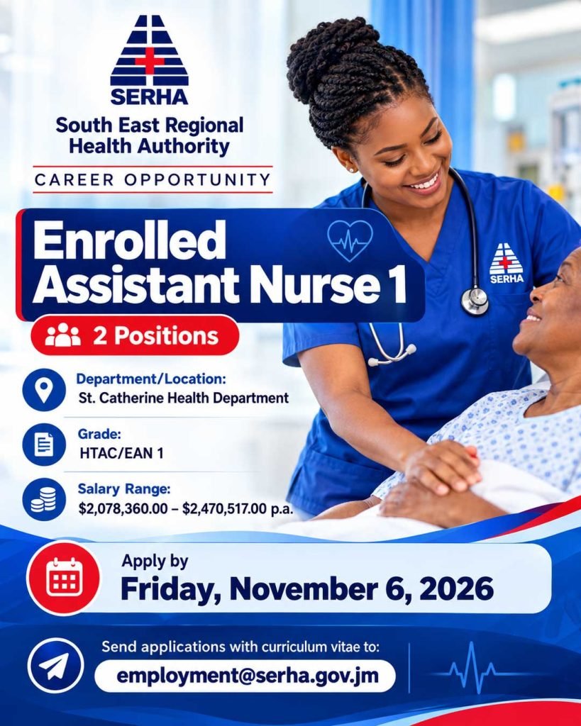 Job advertisement: Enrolled Assistant Nurse 1 Job in St. Catherine – SERHA