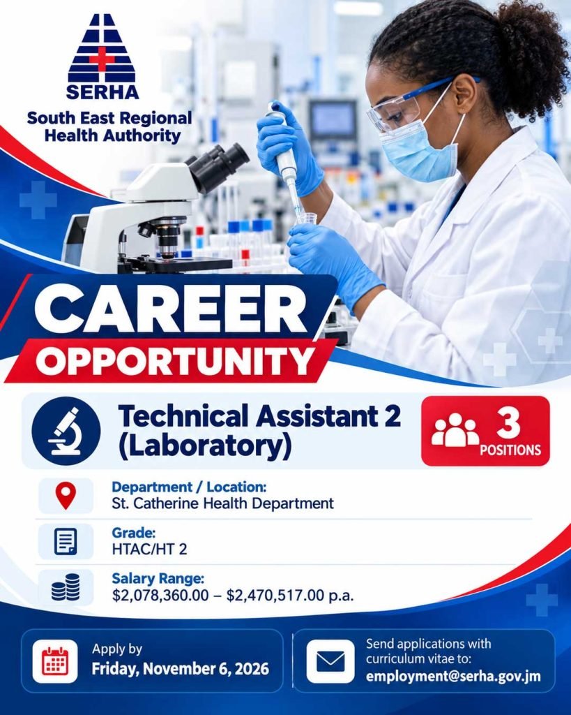 Job advertisement: Technical Assistant 2 (Laboratory) Job in St. Catherine – SERHA